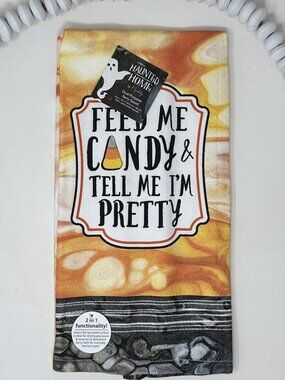 Halloween Cotton Kitchen Towel Funny Gift Orange Black White Kitchen Towel